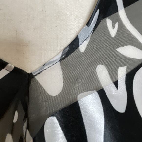 SILK FREE Scarf Poncho 100% Polyester Black White Geometric Print Made in Korea - Picture 13 of 16